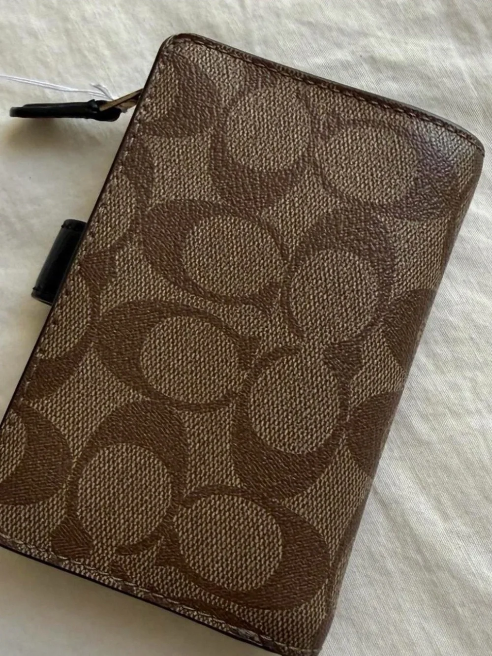 Vintage Coach Brown Signature Canvas Wallet with Black Tab